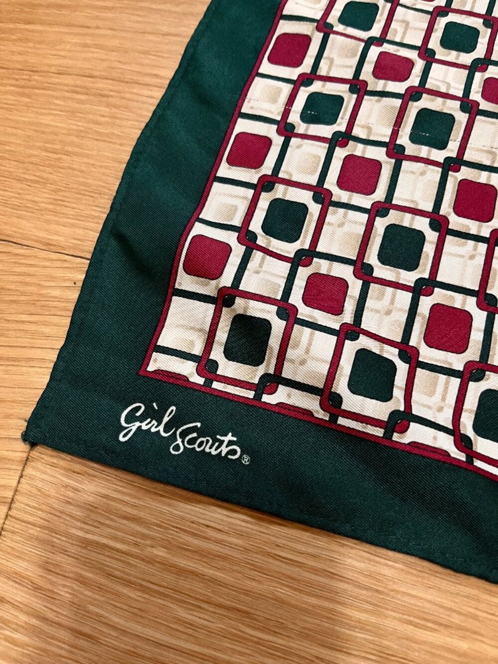 Vintage Girl Scouts Silk Scarf | 14x14" Square Scarf | Retro Scout Accessory